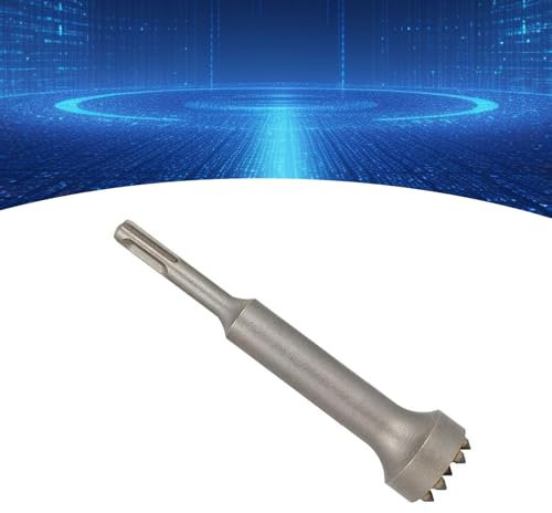 Qivine Burin SDS, Burin en Béton, Foret Beton, Embouts de Burin Cannelés en Acier, 12 Dents et Tige Ronde pour Ciseau de Dalle/Pont/Mur/Chaussée en Ciment (0,98X13,6CM)