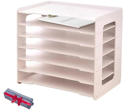 Papier-Organizer, 17,5 x 11,8 x 15,6 Zoll Schreibtisch-Akten-Organizer, A3-Papierhalter mit 7 Ablagen, Schreibtisch-Aktenhalter, Schreibtisch-Briefablage, Zeitschriftenablage für Schule und Büro