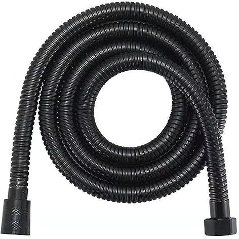 Hahhhha Stainless Steel 2m Universal Replacement Shower Hose, Extra Long, Anti-Kink, Leak-Proof, Black, 1 Count