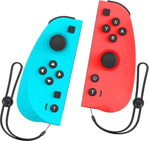 Shiptree Mando para Switch, L/R Mandos Inalámbrico Compatible con Switch/Lite/OLED con Doble Vibración, Gyro Axis, Función de Activación y Turbo-Azul y Rojo