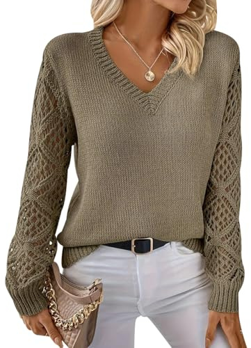 Jersey Cuello V Mujer Jerséis Mujer Pullover Sweater Women Sueter Punto Mujer Manga Larga Invierno Primavera Jerseys Mujeres Jersey de Cuello Pico Fino Punto Señora Suéter Tejido para Mujer