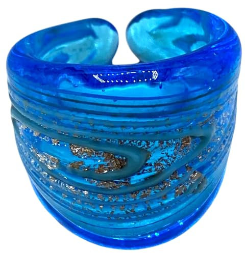 ANNEAU EN VERRE DE MURANO ANTIQUE MURRINA VENISTIANA VR800B, 19, Verre, AQUAMARE