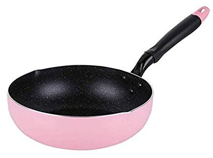 QTYQWC Casserole Rose, poêles à Frire, poêle Profonde avec Base à Induction en Acier Inoxydable, Wok antiadhésif de 26 cm