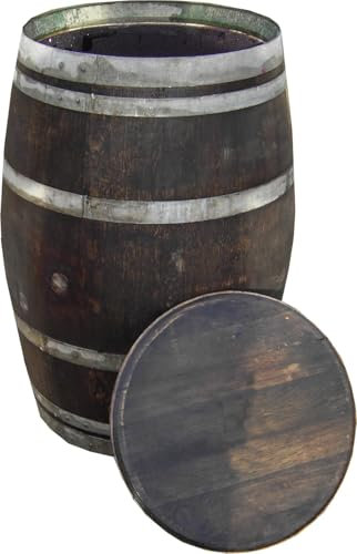 Fassl Baron Regentonne gebrauchtes Weinfass Holzfass Regenfass Barriquefass Eiche 225 Liter Wasserfass Tonne Bottich Fass (mit Naturöl versiegelt, Fassboden)