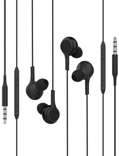Auriculares 3.5mm Alámbrico(2 Pack)Auricular Cable Jack AUX para Phone PC Headphones Micrófono Musica Audio Compatible Con Samsung Conector Auxiliar Earbuds Earphones MP3 Android Clavija Audifonos ej