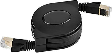 High-Speed CAT7 RJ45 Retractable Network Cable with Gold-Plated Connectors, 600MHz Shielded Flat Ethernet Cord for Computers & Routers