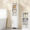 HEXCELEN Meuble de Salle de Bain, Support Papier Toilette, Meuble de Rangement avec Porte, Armoire de Salle de Bain Étroite, Armoire d’Angle avec Etagères Réglables, Moderne, 20 × 20 × 90 cm, Blanc