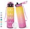 Botella Agua, 1000 ml Libre de BPA, Botella Agua Gimnasio, Con Marca de Tiempo, Botellas de Agua, Diseño de Cerradura a Prueba de Fugas, Botellas de Agua Para Niños para Deportes - Amarillo&Rosa