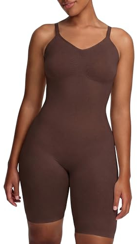 CFab Shapewear Damen Bauchweg Figurformender Nahtloser Bodysuit mit Shorts | Body Shaper mit verstellbaren Trägern formt Bauch, Taille und Oberschenkel für eine glatte Silhouette