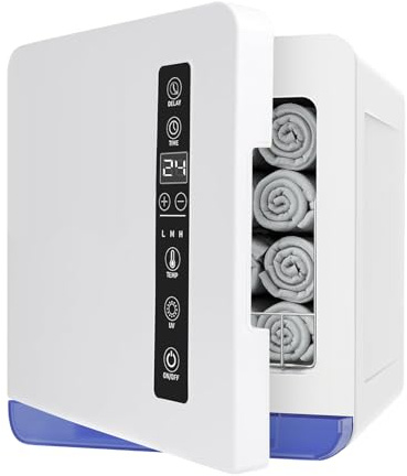 Scaldasalviette da 8 l, sterilizzatore per asciugamani, con clip per asciugamani, elettrico, riscaldamento rapido a 80 °C, armadio per asciugamani caldi a 80 °C, per spa (bianco)