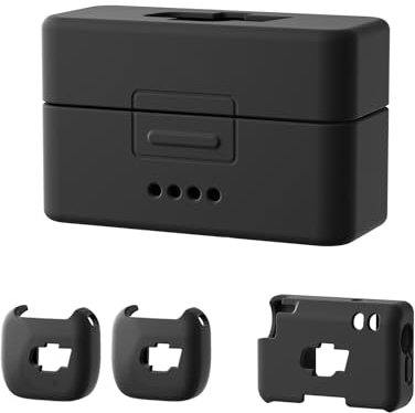 Funda protectora de silicona portátil para mini micrófono DJI MIC, color sólido, a prueba de golpes, impermeable, funda protectora de micrófono inalámbrico (2 TX+1 RX Set Negro)