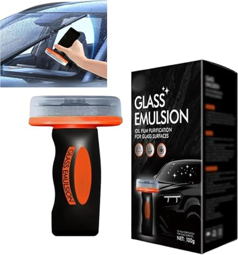 Q4 Glass Guard, Windscreen Cleaner, Hand-Held Glass Emulsion Cleaner, Car windshield Oil Film Remover, Glasscleaning Board for Car Windshield, Automotive Oil film Cleaning Brush