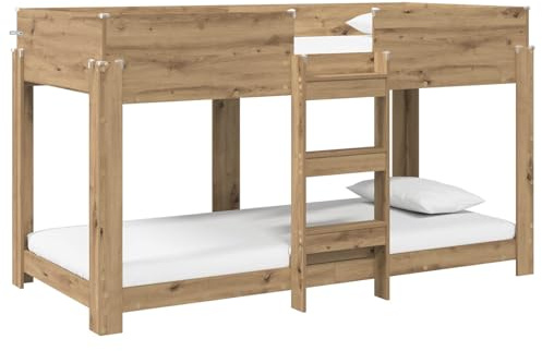 vidaXL Etagenbett für Kinder Artisan Eiche 90x200cm Holzwerkstoff Modernes Kinder-Etagenbett Platzsparend Stilvoller Rahmen Funktionsmöbel 2 Ebenen Schlafset