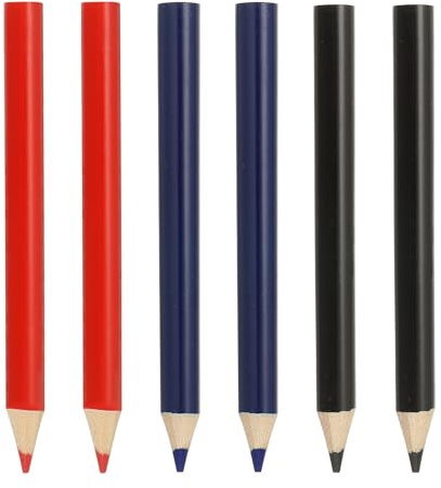 QUARKZMAN 6 Lápices De Colores De Madera, Mini Lápices De Colores Al Óleo Cortos Para Artistas Profesores Libros Para Colorear Pintura Boceto Dibujo, Azul Oscuro/Rojo/Negro