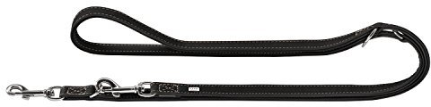 HUNTER Hunting Verstellbare Führleine für Hunde, Leder, weich, robust, 1,3/200 cm, schwarz
