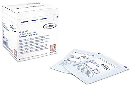 MaiMed MK Sterile Kompressen 10x20 cm 50 Stück - Verbandsmaterial Mullkompressen 10x20 cm steril 8 Lagen - Wundauflage nicht haftend - Wundkompressen zur Wundversorgung und Blutabsorbtion