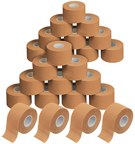 ALPIDEX 24 Rollen Sport Tape Set 3,8 cm x 10 m Gelenk Tapeverband Viele Farben Reißbares Unelastisches Sporttape Hautfreundlich Handball Fußball Volleyball, Farbe:hautfarben
