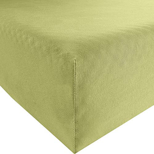 Erwin Müller Spannbettlaken Freising Elasthan-Jersey-Stretch - dehnbar, antipilling, bügelfrei, Rundumgummi - lindgrün Größe 80x200 cm - 80x220 cm