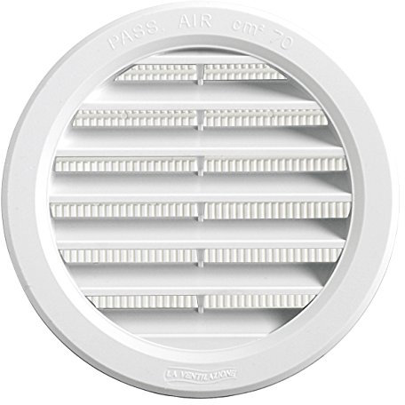 La Ventilazione T10RB T10RB-Y Griglia Plastica Tonda da Incasso, Bianco, ø 120 mm