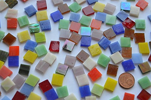 150g Tiffany Glas Mosaiksteine Buntmix 1x1cm, ca 210 St.