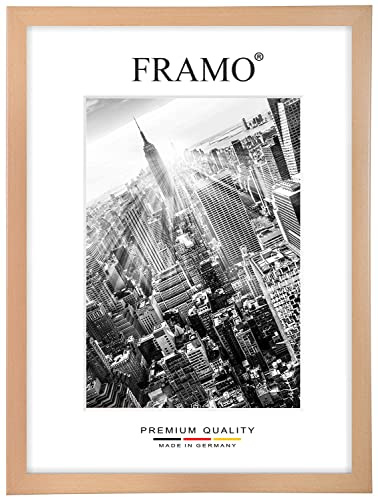 FRAMO Holz Bilderrahmen 40 x 54 cm nach Maß - Buche | Größe wählbar | inkl. entspiegeltes Acrylglas | Rahmen für Puzzle | Foto | Poster