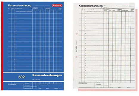 Herlitz 882415 Kassenabrechnungsbuch 502, Karton, A4, 2x50 Blatt blau (10er Pack)