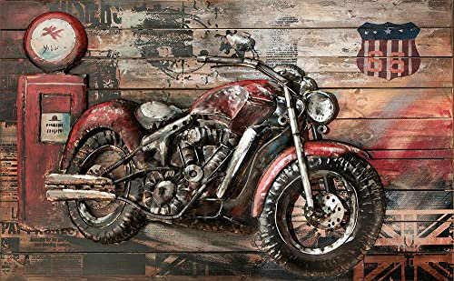 GILDE Kunst Objekt - Bild XXL Red Beast - Motorrad - handgefertigt - 120 x 80 cm