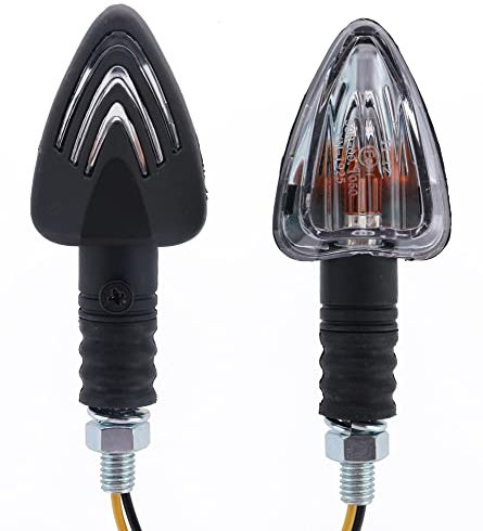 BIKE IT Motorcycle Motorbike Mini Arrow Indicators Turn Signal Lights Amber Bulbs E-Marked (Black)