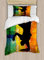 ABAKUHAUS Hiphop Bettbezugs Set für Einzelbetten, Breakdancer in Disco, Milbensicher Allergiker geeignet mit Kissenbezug, 130 x 200 cm, Schwarz Orange