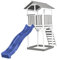 AXI Beach Tower Spielturm aus Holz in Weiß & Grau | Spielhaus für Kinder mit Blauer Rutsche und Sandkasten | Stelzenhaus für den Garten.