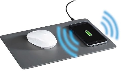 Hama Tapis de Souris XXL avec Chargeur sans Fil Qi (Grand Tapis de Souris avec Station de Charge inductive, Chargement sans Fil, Tapis de Souris Aspect Cuir avec Surface Lisse en polyuréthane et