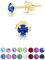 DTPsilver - Winzige Ohrringe 925 Sterling Silber Gelb Vergoldet mit Kristallen von Swarovski® Elements Runde Sehr kleine Ohrstecker - Durchmesser 4 mm - Farbe : Blauer Saphir