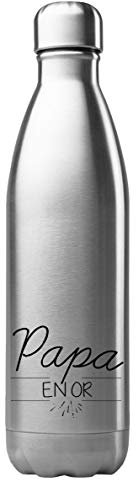 Bouteille Gourde Isotherme Acier INOX 500 ML imprimé Citation fête des pères Papa en Or ref G2260