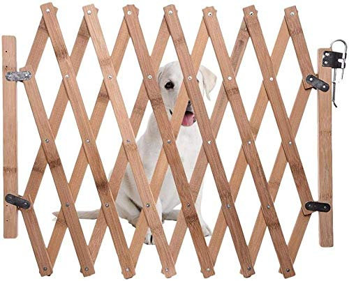 Hundegitter für Hunde, ausziehbar, aus Holz, ausziehbar, Geländer, Geländer, Schiebetür, Sperren von Treppen / Eingang / Türrahmen für Hunde