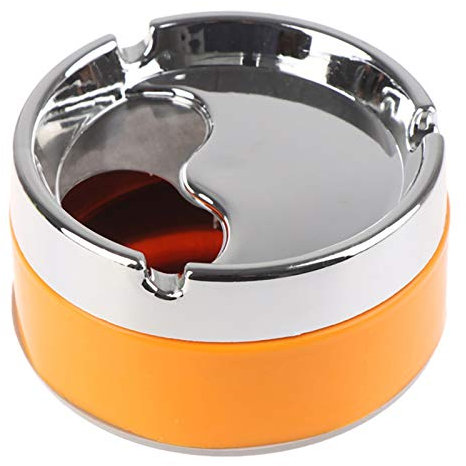 XXXXW Windaschenbecher 1 stück Edelstahl rot grün orange Abnehmbarer drehbarer Deckel 360 Grad freie Rotationswiderstand Zigarette Aschenbecher00 Aschenbecher für draußen mit Deckel (Color : Orange)