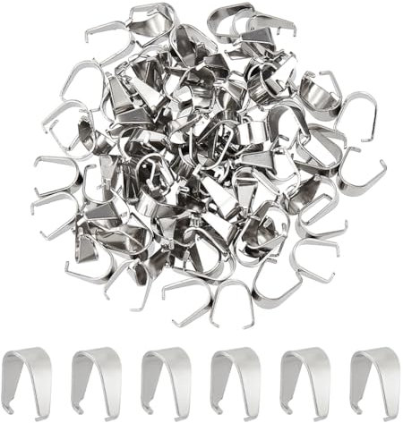 UNICRAFTALE 100 pz Acciaio Inossidabile Chiodi a Scatto Pizzico Bails Ciondolo Bails Connettori Gancio Ciondolo Catenacci per Ciondola Charms Creazione di Gioielli Colore Acciaio Inossidabile 9x4x6mm