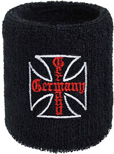 Germany Schweissband Eisernes Deutschland Kreuz Stickerei Schweißband Bestickt & Absorbierendes Frottee Heavy Metal | Event Wristband Festival Merch Geschenk Schweiß-Armband