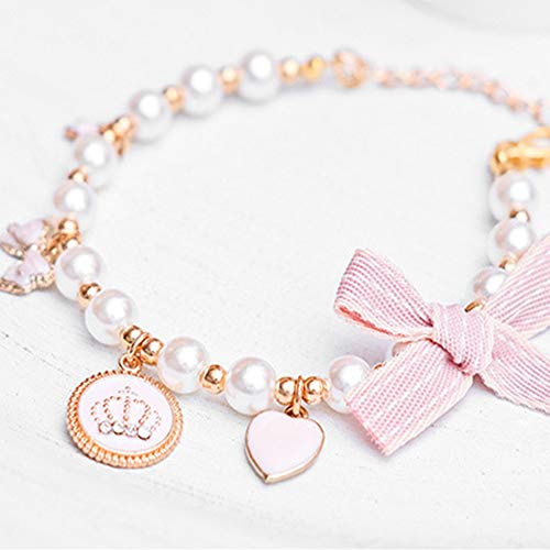 RayMinsino Mode Haustier Halskette Katze Perle Krone Halsband Zubehör Ornamente Haustier Katze Teddy Halsband Perle Schmuck Halsband