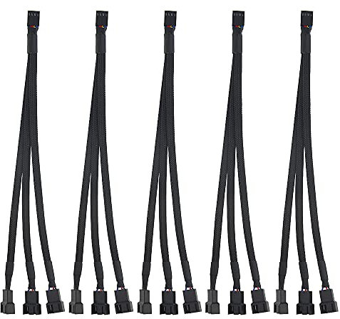 WMYCONGCONG 5 Stück Fan Splitter Kabel 4 Pin Y Splitter 1 zu 3 Konverter PC Fan Power Verlängerungskabel für PWM Lüftergehäuse Computer ATX Gehäuse