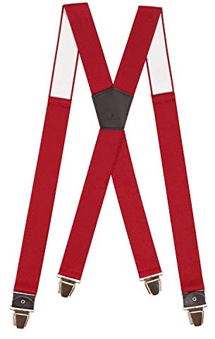 PIERROT Bretelles Homme Larges Premium Made in France - Taille Unique Ajustable - Elastique Renforcé et Finitions en Cuir - 4 Pinces Ultra Fortes en X - Garantie à vie