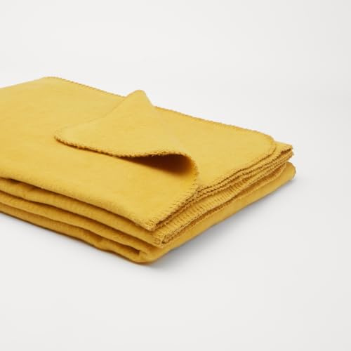 Yogabox Flauschige Kuscheldecke 150x200 cm, Wolldecke einfarbig, Pflegeleichte Baumwolle, kuschelig weich und angenehm warm, honeygold