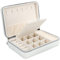 Casiwaft Schmuckkästchen Organizer für Mädchen Frauen, Kleines Kunstleder Reise Schmucketui mit Reißverschlüssen, Schmuck Organizer Aufbewahrung für Ringe Ohrringe Halskette, Jewellery Box, Weiß