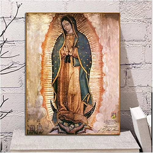 Druck auf Leinwand 40x60cm Kein Rahmen Kunst Ölgemälde Mexiko Guadalupe Jungfrau Maria Malerei Poster und Drucke Home Living Room Decor Painting