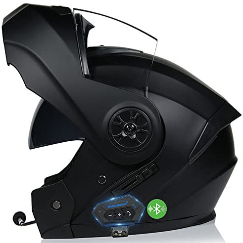 Casco De Moto Modular Bluetooth Integrado, para Adultos, Mujeres Y Hombres., ECE Homologado, Transpirable Y Cómodo, con Doble Visera Cascos De Motocicleta