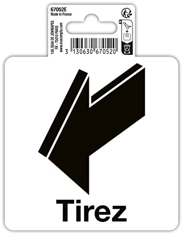 Exacompta - Réf. 67052E - 1 pictogramme adhésif Tirez - En vinyle PVC traité anti-dérapant et résistant aux UV - Dimensions : 10 x 10 cm Coloris : noir sur fond blanc