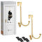 LEVAF 2-Pack Over The Door Hooks - with 2 Hang Heads & Snug Fit Pads Heavy Duty Hook for Hanging Coats, Towels, Caps & Wreath - Elegant Matt Finish - No Drill Hanger Organizer - Gold