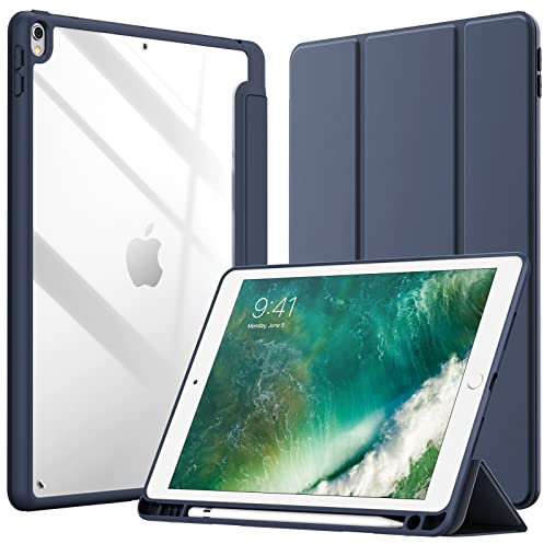 JETech Case for iPad Air 3 (10.5-Inch 2019, 3rd Generation) and iPad Pro 10.5-Inch with Pencil Holder, Clear Transparent Back Shell Slim Stand Shockproof Tablet Cover (Navy)
