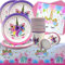 Doyomtoy 16 Guests thème licorne vaisselle de fête d'anniversaire, 49 pièces Cartoon Unicorn Birthday Party Supplies Tasses, Serviettes, Nappe, pour Unicorn Kids Birthday Party Deco Baby Shower