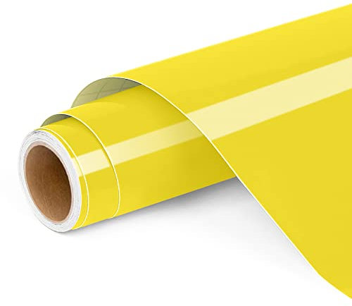 Rouleau de vinyle autocollant permanent pour Cricut et Silhouette Cameo, 30,5 x 1,2 m, jaune pour décoration de fête, autocollants de fenêtre, décoration d'intérieur