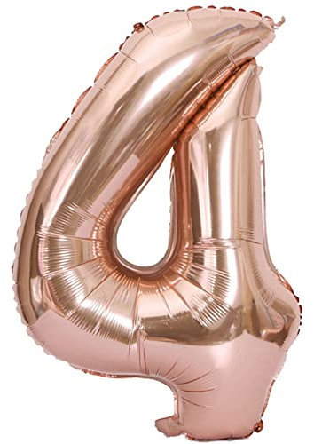 D2D | Party Balloon Zahl 4 XL in Rosé - Größe 80 cm - Folienballon - Zahlenballon - Geburtstagsdeko - Helium Ballon